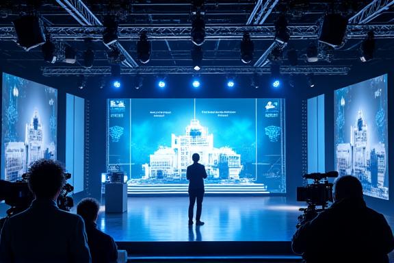 Palco del TechGlobal Summit durante il live streaming.